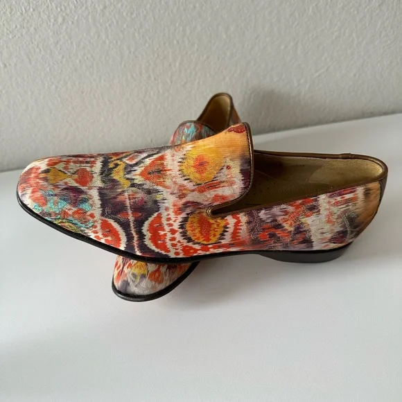 DONALD J. PLINER Womens Ikat Silk Luxury Antique Style Loafers - Picture 6 of 10